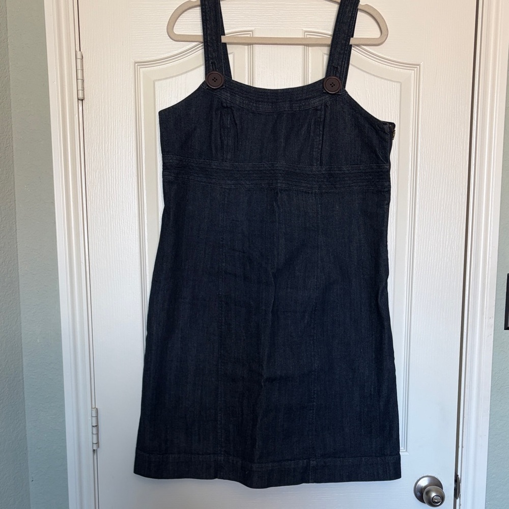 Chadwicks Navy denim dress jumper stretch sz 16 side zip
